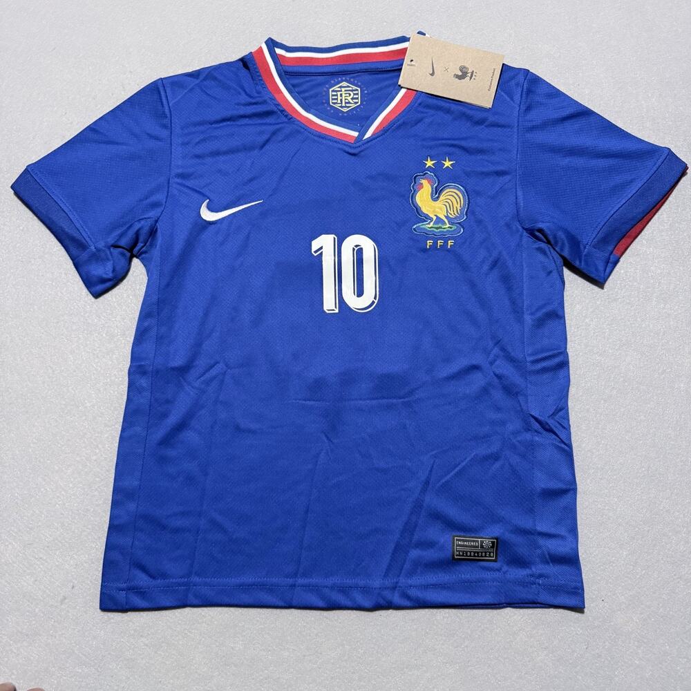 Kylian Mbappe #10 France National Team Nike Home Jersey Football Youth Blue - 24